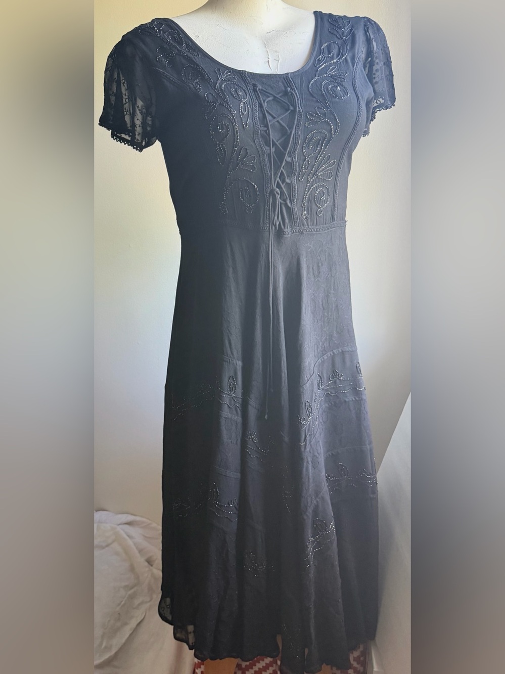 NWT Plus Size Lrge/XL Renaissance Lace Maxi Black Dress Fairycore Cottagecore